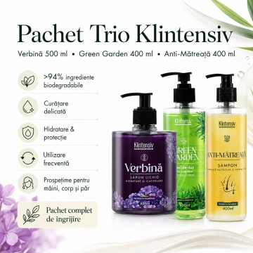 Pachet ingrijire completa Klintensiv – sapun lichid Verbina 500 ml, 500 ml + 400 ml - Img 2