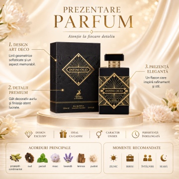 Parfum Arăbesc Alhambra Infini Oud Maison Alhambra 100 ml, Apă de Parfum Unisex, Damă și Bărbat, Aromă Oriental Oud-Lemnoasă, Inspirat Atomic Rose - Img 3