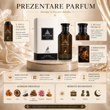 Parfum Arăbesc Alhambra Jean Lowe Noir Maison Alhambra 100 ml, Apă de Parfum Bărbați, Aromă Oriental Ambrată, Inspirat Ombre Nomade - Img 3
