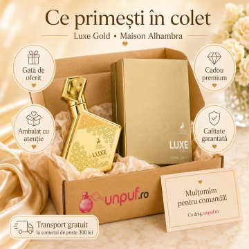 Parfum Arăbesc Alhambra Luxe Gold Maison Alhambra 100 ml, Apă de Parfum Unisex, Damă și Bărbat, Aromă Oriental Ambrată, Profil Luxos Amber Oriental - Img 8