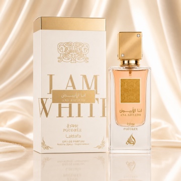 Parfum Arăbesc Ana Abiyedh Poudree Lattafa 60 ml, Apă de Parfum Damă, Aromă Oriental Florală Pudrată cu Citrice, Note Pudrate, Ambră, Mosc și Vanilie