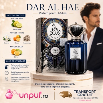 Parfum Arăbesc Ard Al Zaafaran Dar Al Hae For Men 100 ml, Apă de Parfum Bărbat, Inspirat Allure Homme Sport, Aromă Aromatic Lemnoasă cu Grapefruit, Bergamotă, Piper, Lavandă, Note Acvatice, Ambră, Cedru, Mosc și Vetiver - Img 9