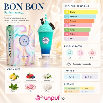 Parfum Arăbesc Armaf Bon Bon 100 ml, Apă de Parfum Unisex Damă și Bărbat, Aromă Fresh Dulce, Candy, Florală și Fructată - Img 9