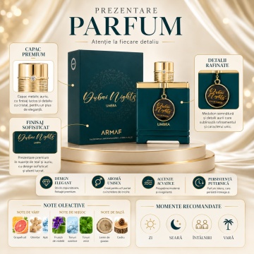 Parfum Arăbesc Armaf Dubai Nights Midnight Umbra 100 ml, Apă de Parfum Bărbat, Aromă Oriental Ambrată Fresh Acvatică Inspirată de Invictus Aqua - Img 3