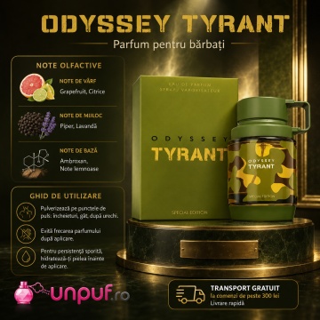 Parfum Arăbesc Armaf Odyssey Tyrant 100 ml, Apă de Parfum Bărbat, Aromă Aromatic Orientală, Citrică, Ambrată și Masculină, Inspirată de Tygar Extrait - Img 9