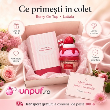 Parfum Arăbesc Berry On Top Lattafa 75 ml, Apă de Parfum Damă, Aromă Floral Fructat Gurmandă cu Căpșună, Frișcă, Zahăr, Flori Albe, Vanilie și Mosc - Img 4