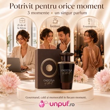 Parfum Arăbesc Chocola Addict Eau de Parfum 100 ml, Apă de Parfum Unisex, Damă și Bărbat, French Avenue, Inspirat Symphonium, Aromă Gourmandă de Ciocolată și Vanilie cu Cacao, Bergamotă, Ciocolată cu Lapte, Frișcă, Boabe de Tonka, Pralină, Caramel, Mosc ș - Img 6