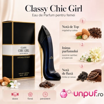 Parfum Arăbesc Classy Chic Girl Fragrance World 90 ml, Apă de Parfum Damă, Aromă Oriental Floral Gourmand cu Migdale, Bergamotă, Cafea, Floare de Portocal, Iasomie, Tuberoză, Tonka, Cacao, Lemn de Santal și Vanilie - Img 9