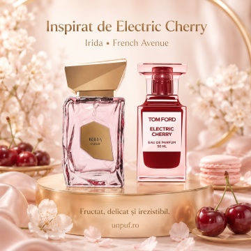 Parfum Arăbesc Damă Irida French Avenue 100 ml, Extrait de Parfum, Inspirat de Electric Cherry Tom Ford, Aromă Floral Pudrată cu Aldehide, Bergamotă, Piper Roz, Violete, Heliotrop, Iris, Lemn de Santal, Mosc, Vanilie, Cireșe și Accente Fructate - Img 8