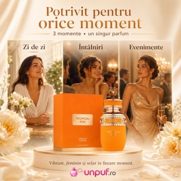 Parfum Arăbesc Damă Tropical Kiss French Avenue 80 ml, Apă de Parfum, Inspirat de Soleil De Jeddah Mango Kiss, Aromă Tropicală Dulce cu Mango, Cocos, Fructe Exotice, Flori Albe, Flori Galbene, Vanilie, Ambră și Mosc - Img 6