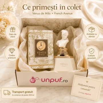 Parfum Arăbesc Damă Venus De Milo French Avenue 100 ml, Apă de Parfum, Inspirat de Stellar Times Louis Vuitton, Aromă Florală Luminoasă și Catifelată cu Flori Albe, Citrice, Vanilie, Caramel, Mosc, Note Pudrate, Ambră, Lemn de Cedru și Note Calde - Img 4