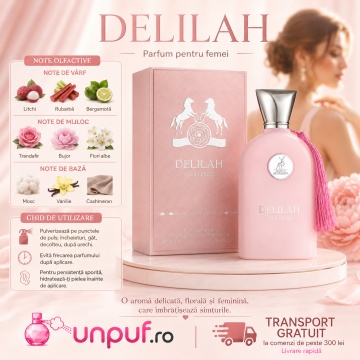 Parfum Arăbesc Delilah Maison Alhambra 100 ml, Apă de Parfum Damă, Inspirat Delina Parfums de Marly, Aromă Florală Feminină cu Lici, Rubarbă, Bergamotă, Nucșoară, Trandafir, Bujor, Mosc, Petalia, Vanilie, Cașmiran, Cedru, Tămâie și Vetiver - Img 9