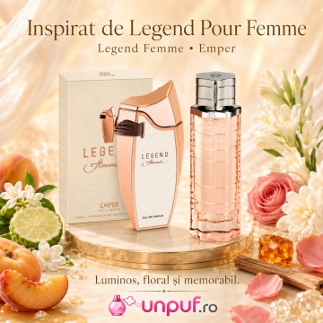 Parfum Arăbesc Emper Legend Femme 80 ml, Apă de Parfum Unisex, Damă și Bărbat, Inspirat Legend Pour Femme, Aromă Floral Fructată Feminină cu Fructe Roșii, Bergamotă, Piersică, Flori Albe, Iasomie, Trandafir, Lemn de Cedru, Mosc și Vanilie - Img 8