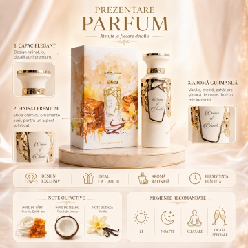 Parfum Arăbesc Fragrance World Creme Of Clouds 100 ml, Apă de Parfum Unisex, Damă și Bărbat, Aromă Oriental Lemnoasă cu Bergamotă, Condimente, Șofran, Lemn Cald, Trandafir, Oud, Patchouli, Ambră și Mosc - Img 3