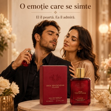 Parfum Arăbesc Fragrance World Des Tentations Flame 100 ml, Apă de Parfum Bărbați, Aromă Oriental Condimentată, Intensă și Seducătoare, cu Note de Citrice, Piper, Scorțișoară, Condimente Calde, Cedru, Rășini, Patchouli, Ambră, Mosc și Vanilie - Img 5