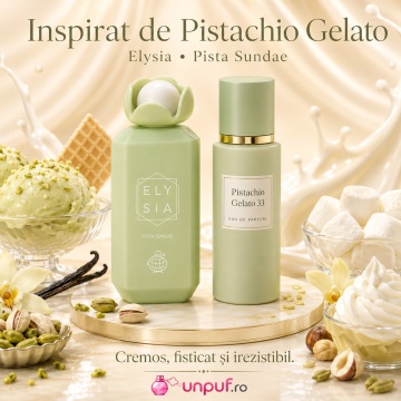 Parfum Arăbesc Fragrance World Elysia Pista Sundae 100 ml, Apă de Parfum Damă, Aromă Gourmand Cremoasă cu Fistic, Zmeură, Marshmallow, Cardamom, Vanilie și Alună - Img 8