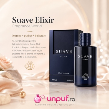 Parfum Arăbesc Fragrance World Suave Elixir 80 ml, Apă de Parfum Bărbați, Aromă Aromatic Orientală, Lemnoasă, Pudrată și Cald Condimentată, cu Citrice, Condimente, Note Proaspete, Flori Albe, Lavandă, Cedru, Ambră și Mosc - Img 4