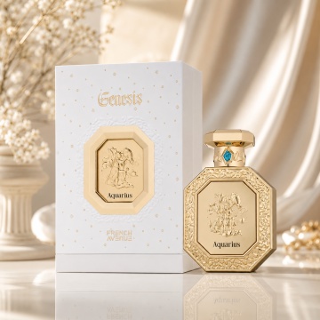 Parfum Arăbesc Genesis Aquarius French Avenue 90 ml, Apă de Parfum Unisex, Damă și Bărbat, Inspirat Oud Minerale, Aromă Acvatic Proaspătă cu Note Marine, Bergamotă, Grepfrut, Lavandă, Note Ozonice, Salvie, Lemn de Cedru, Ambroxan și Mosc