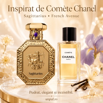 Parfum Arăbesc Genesis Sagittarius French Avenue 90 ml, Apă de Parfum Unisex, Damă și Bărbat, Inspirat Comete Chanel, Aromă Aromatic Orientală Pudrat Florală cu Iris, Mosc, Vanilie, Violetă, Migdale, Acorduri Pământii, Citrice, Condimente, Flori Albe, Lav - Img 8