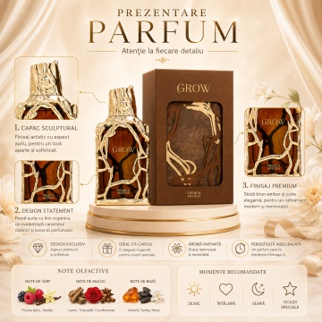 Parfum Arăbesc Grow French Avenue 100 ml, Apă de Parfum Unisex, Damă și Bărbat, Inspirat Tonka Sarrapia, Aromă Aromatic Orientală Dulce Lemnoasă cu Vanilie, Fructe Dulci, Condimente Proaspete, Lemn, Trandafir, Tonka, Ambră și Mosc - Img 3
