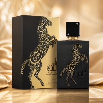 Parfum Arăbesc Lail Maleki Lattafa 100 ml, Apă de Parfum Unisex Damă și Bărbat, Aromă Oriental Floral Fructată cu Fructe, Citrice, Condimente, Miere, Iasomie, Gardenie, Orhidee, Santal, Mosc, Caramel și Ambră