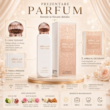 Parfum Arăbesc Lattafa Fakhar Women All Over Spray 150 ml, Spray Parfumat Damă, Aromă Florală cu Bergamotă, Crin, Rodie și Vanilie - Img 3