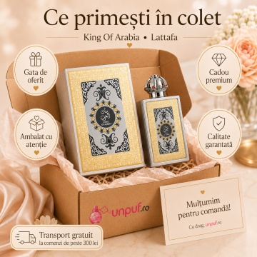 Parfum Arăbesc Lattafa King Of Arabia 100 ml, Apă de Parfum Unisex, Aromă Intensă cu Zmeură, Piele, Vanilie, Cedru și Patchouli - Img 4