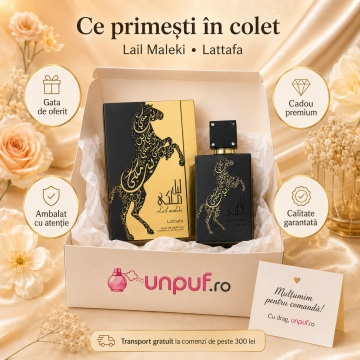 Parfum Arăbesc Lattafa Lail Maleki 30 ml, Apă de Parfum Unisex, Aromă Orientală cu Fructe, Miere, Iasomie, Mosc și Santal - Img 4