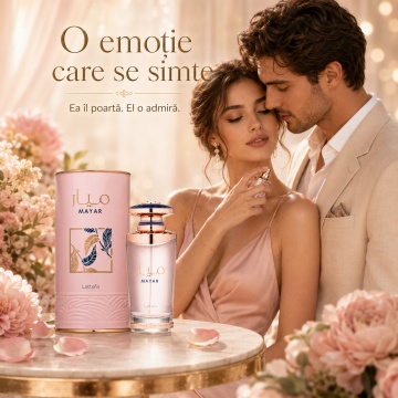 Parfum Arabesc Lattafa Mayar EDP 100 ml Damă, Aromă Floral Fructată cu Litchi, Zmeură, Trandafir, Bujor, Violetă și Mosc - Img 4