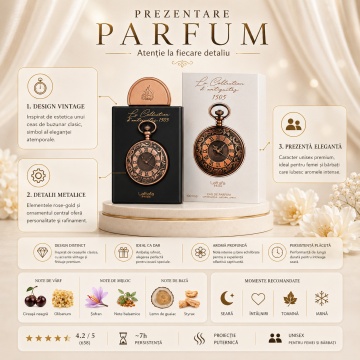 Parfum Arăbesc Lattafa Pride La Collection D’Antiquites 1505 Watch 100 ml, Apă de Parfum Unisex, Aromă Lemnos Condimentată cu Șofran, Osmanthus și Guaiac - Img 3