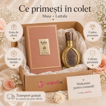 Parfum Arăbesc Lattafa Pride Masa 100 ml, Apă de Parfum Unisex, Aromă Oriental Aromatică cu Lămâie, Mango, Șofran, Ghimbir, Chihlimbar și Piele