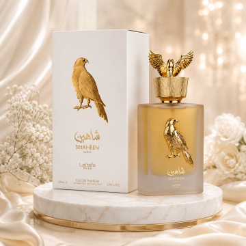 Parfum Arăbesc Lattafa Pride Shaheen Gold 100 ml, Apă de Parfum Unisex, Aromă Oriental Fresh Fructată cu Grapefruit, Lavandă, Ananas, Vanilie și Patchouli