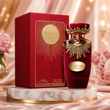 Parfum Arăbesc Lattafa Sakeena 100 ml, Apă de Parfum Damă, Aromă Dulce Fructată cu Fructul Pasiunii, Mandarină, Trandafir, Zmeură, Praline, Cafea și Vanilie