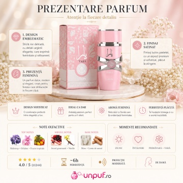 Parfum Arăbesc Lattafa Yara Concentrated Oil 20 ml, Ulei Parfumat Damă, Aromă Dulce Vanilată cu Heliotrop, Orhidee, Mandarină, Mosc, Santal și Fructe Tropicale - Img 3
