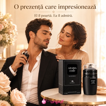 Parfum Arăbesc Le Chameau Arabia Code EDP 100 ml Bărbați, Inspirat Armani Code, Aromă Oriental Ambrată cu Citrice, Condimente, Șofran, Rășini, Flori Albe, Cedru, Ambră, Mosc și Vanilie - Img 5