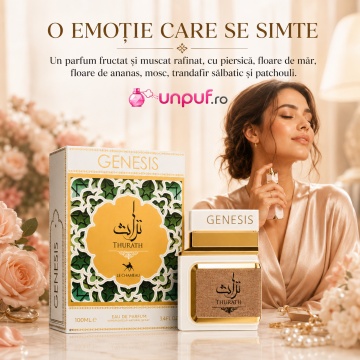 Parfum Arăbesc Le Chameau Genesis Thurath EDP 100 ml Damă, Inspirat Madawi Arabian Oud, Aromă Fructată și Moscată cu Piersică, Flori de Măr, Floare de Ananas, Mosc, Trandafir Sălbatic și Patchouli - Img 5