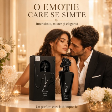Parfum Arăbesc Maahir Black Edition Lattafa EDP 100 ml Bărbat, Inspirat Terroni / Interlude Black Iris, Aromă Oriental Lemnoasă cu Bergamotă, Rozmarin, Smirnă, Violetă, Tămâie, Ambră, Oud, Piele, Fum și Paciuli - Img 5