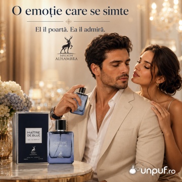 Parfum Arăbesc Maitre De Blue Maison Alhambra EDP 100 ml Bărbați, Inspirat Bleu De Chanel, Aromă Lemnos Aromatică cu Grepfrut, Lămâie, Mentă, Piper Roz, Ghimbir, Iasomie, Nucșoară, Paciuli, Cedru, Tămâie, Vetiver și Mosc - Img 5