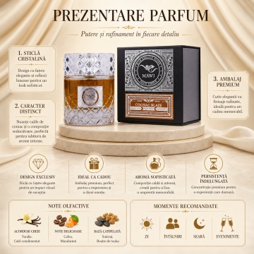 Parfum Arăbesc Mawj Cognac Blaze Paris Corner 100 ml, Apă de Parfum Unisex, Damă și Bărbat, Aromă Gurmand Ambrată, Inspirat Angel’s Share - Img 3