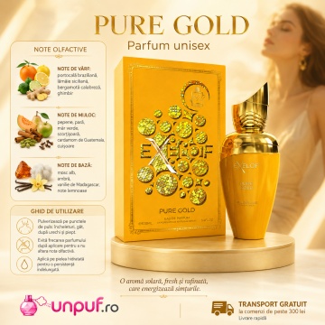 Parfum Arăbesc Milestone Exelof Pure Gold EDP 85 ml Unisex, Inspirat Erba Gold, Aromă Oriental Ambrată cu Portocală Braziliană, Lămâie Siciliană, Bergamotă Calabreză, Ghimbir, Pepene, Pară, Măr Verde, Ambră, Mosc Alb și Vanilie de Madagascar - Img 5