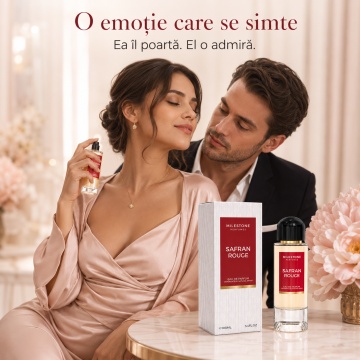 Parfum Arăbesc Milestone Safran Rouge EDP 100 ml Damă, Inspirat Baccarat Rouge 540 Extrait, Aromă Oriental Ambrată cu Citrice, Iasomie, Șofran, Cedru, Ambră, Note Dulci, Ambroxan, Mosc și Rășini - Img 5