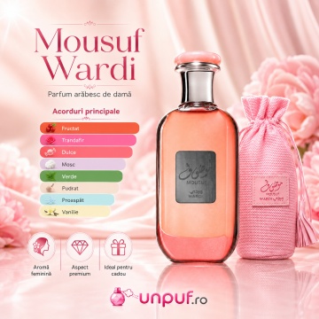 Parfum Arăbesc Mousuf Wardi Ard Al Zaafaran 100 ml, Apă de Parfum Damă, Aromă Oriental Floral Lemnoasă cu Citrice, Fructe Dulci, Trandafir, Mosc și Vanilie - Img 3