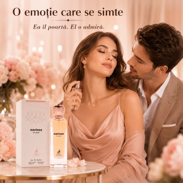 Parfum Arăbesc Narissa Et Moi Maison Alhambra EDP 100 ml Damă, Inspirat All Of Me Narciso Rodriguez, Aromă Floral Fructată cu Coacăză Neagră, Piersică, Magnolie, Iasomie, Mușcată, Trandafir, Tuberoză, Lapte, Caramel, Cașmir, Cedru și Nucă de Cocos - Img 5