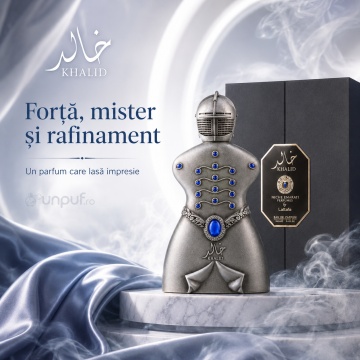 Parfum Arăbesc Niche Emarati Khalid Lattafa EDP 80 ml Unisex, Inspirat Falcon Leather, Aromă Pielată Orientală cu Șofran, Labdanum, Piele, Mesteacăn, Cade, Patchouli, Benzoin, Oud și Balsam de Tolu - Img 5