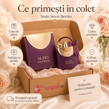 Parfum Arăbesc Nudo Sweet Berries Fragrance World 100 ml, Apă de Parfum Damă, Aromă Fructat Gourmand cu Căpșuni, Fructe de Pădure, Zmeură, Frișcă, Caramel, Flori Albe, Mosc, Vanilie și Zahăr Brun - Img 4