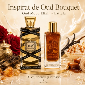 Parfum Arăbesc Oud Mood Gold Lattafa EDP 100 ml Unisex, Inspirat Oud Bouquet Lancome, Aromă Oriental Lemnoasă cu Pimento, Trandafir, Șofran, Caramel, Paciuli, Oud, Ambră, Lemn Uscat și Vanilie - Img 8