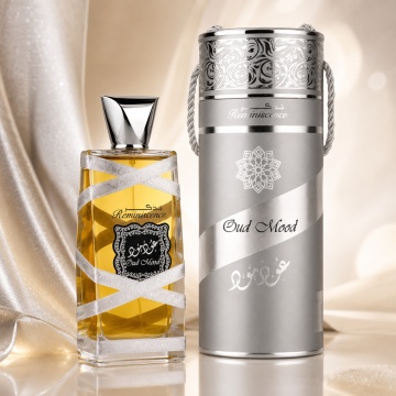 Parfum Arăbesc Oud Mood Reminiscence Lattafa 100 ml, Apă de Parfum Unisex, Aromă Oriental Lemnoasă cu Lămâie, Portocală, Zmeură, Șofran, Scorțișoară, Caramel, Oud, Ambră, Mosc și Vanilie