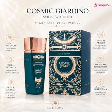 Parfum Arăbesc Paris Corner Cosmic Giardino 100 ml, Apă de Parfum Bărbați, Aromă Oriental Lemnoasă, Fresh, Verde și Elegantă - Img 8