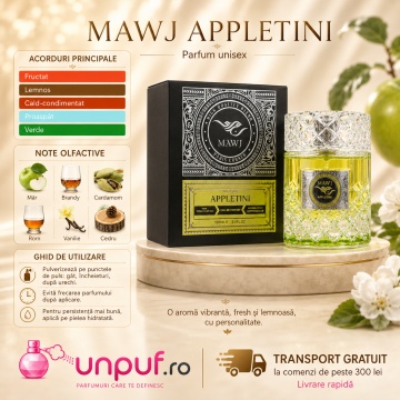 Parfum Arăbesc Paris Corner Mawj Appletini 100 ml, Apă de Parfum Unisex, Damă și Bărbat, Aromă Fructat Florală Fresh, Inspirat Apple Brandy on the Rocks - Img 9
