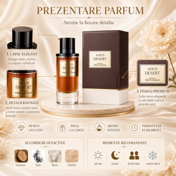 Parfum Arăbesc Privezarah Aoud Desert 80 ml, Apă de Parfum Unisex, Damă și Bărbat, Aromă Oriental Lemnoasă cu Oud, Ambră și Mosc - Img 3